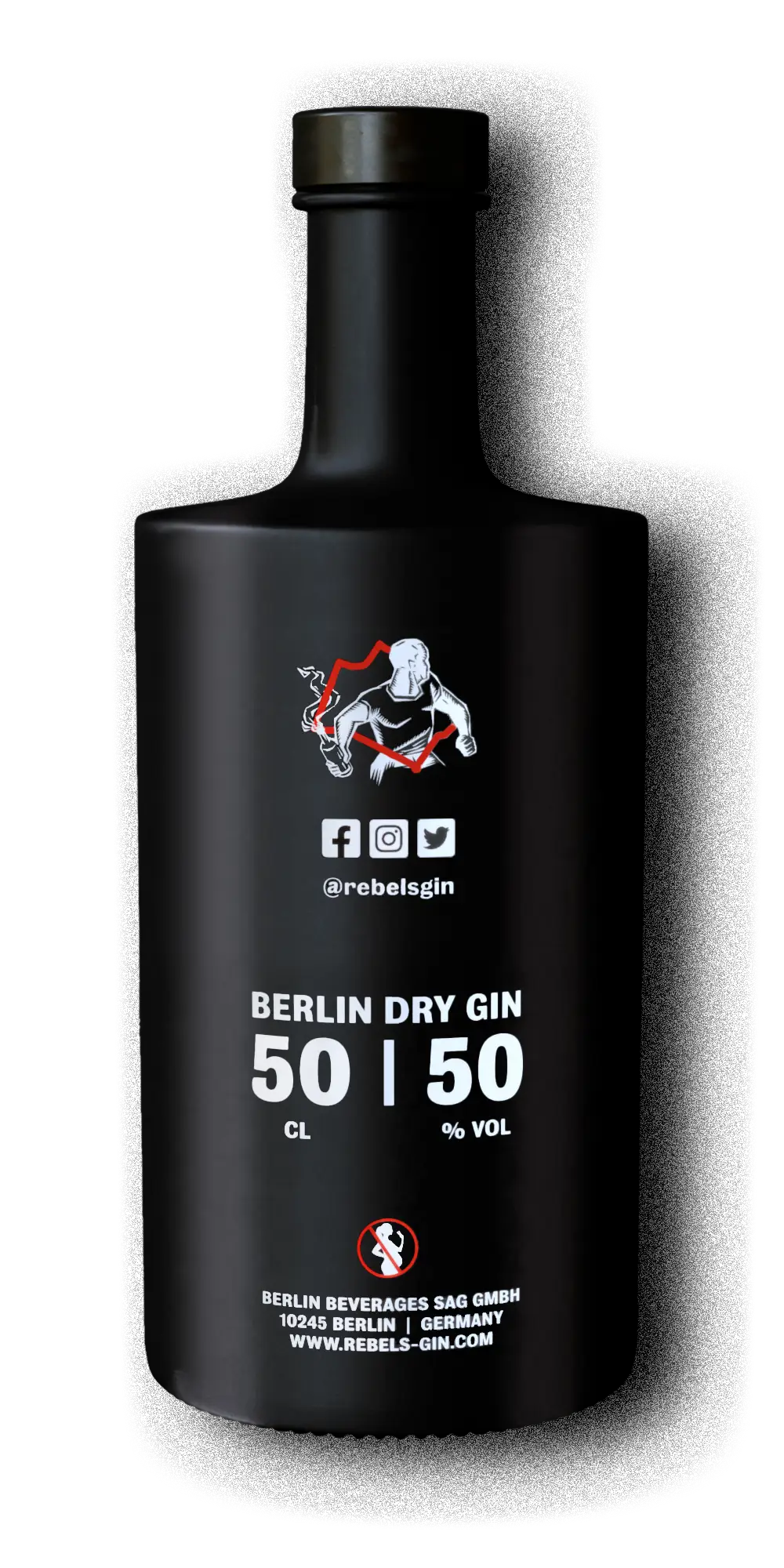 Photo of the FREEDOM REBELS GIN bottle (back)