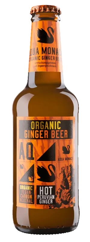 A bottle of AQUA MONACO Organic Ginger Beer